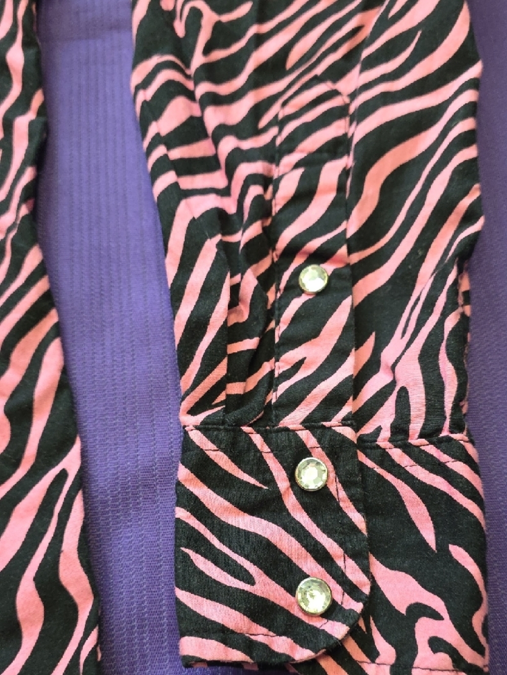 Womens's Pink & Black Zebra-Print Button Down Shirt - Picture 5 of 13